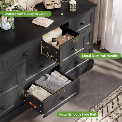 9 Or 10 Drawer Dresser, Charging Station