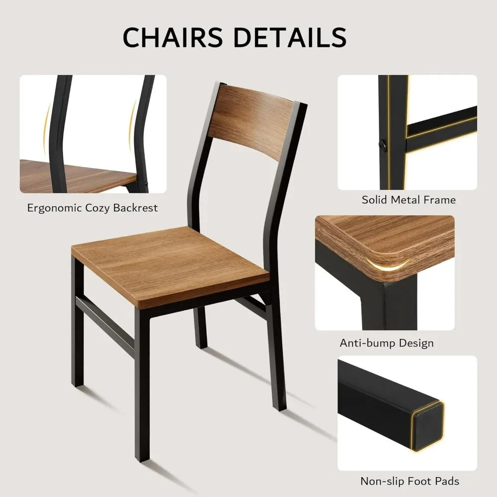 Extendable Dining Table Set For 4-6 , 63"