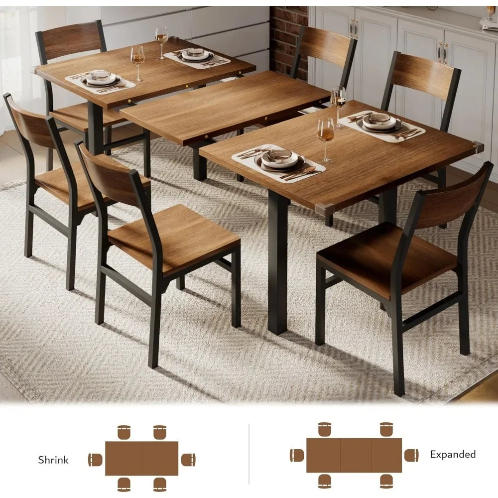 Extendable Dining Table Set For 4-6 , 63"