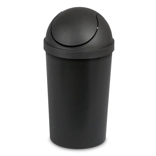 3-Gallon Black Round Swing Top Trash Can