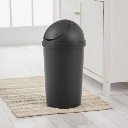 3-Gallon Black Round Swing Top Trash Can