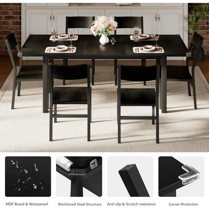 Extendable Dining Table Set For 4-6 , 63"