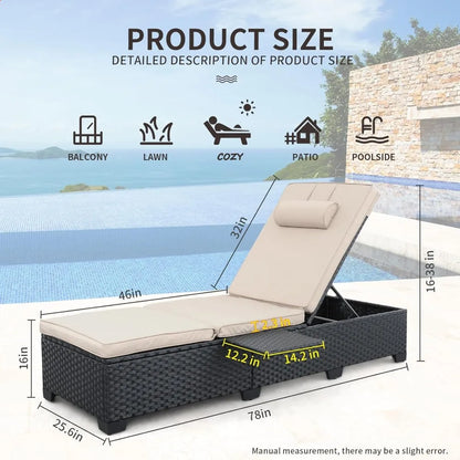 Wicker Chaise Lounge Chairs Set Of 2