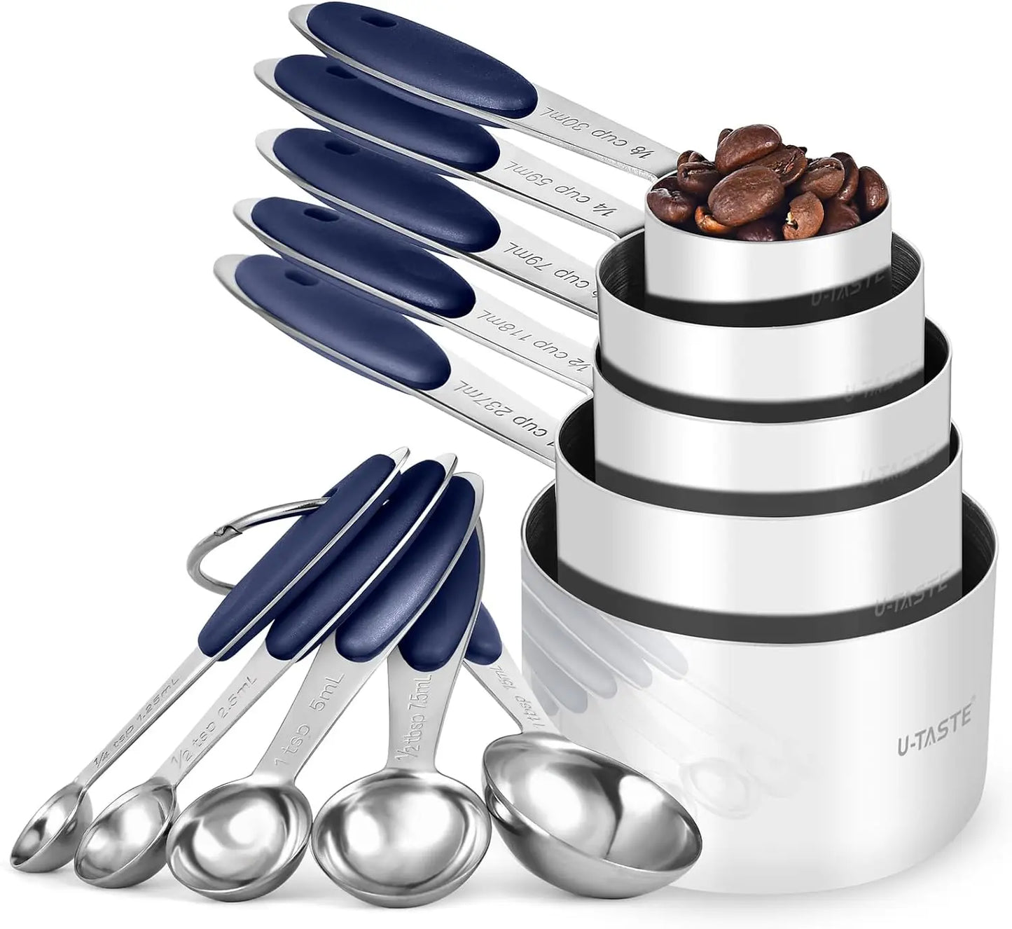 Stainless Steel Measuring Cups And Spoons, 10-Piece