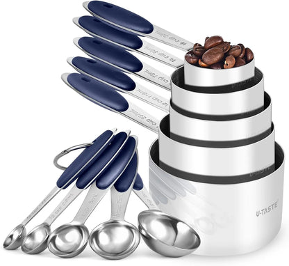 Stainless Steel Measuring Cups And Spoons, 10-Piece
