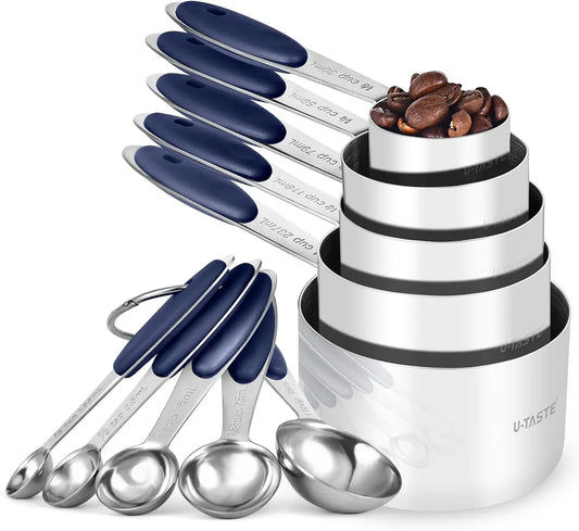 Stainless Steel Measuring Cups And Spoons, 10-Piece