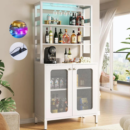 Bar Cabinet With Power Outlets, 67" Tall