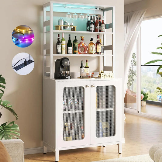 Bar Cabinet With Power Outlets, 67" Tall