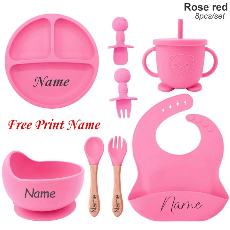 Personalized Name Baby Feeding Silicone Set