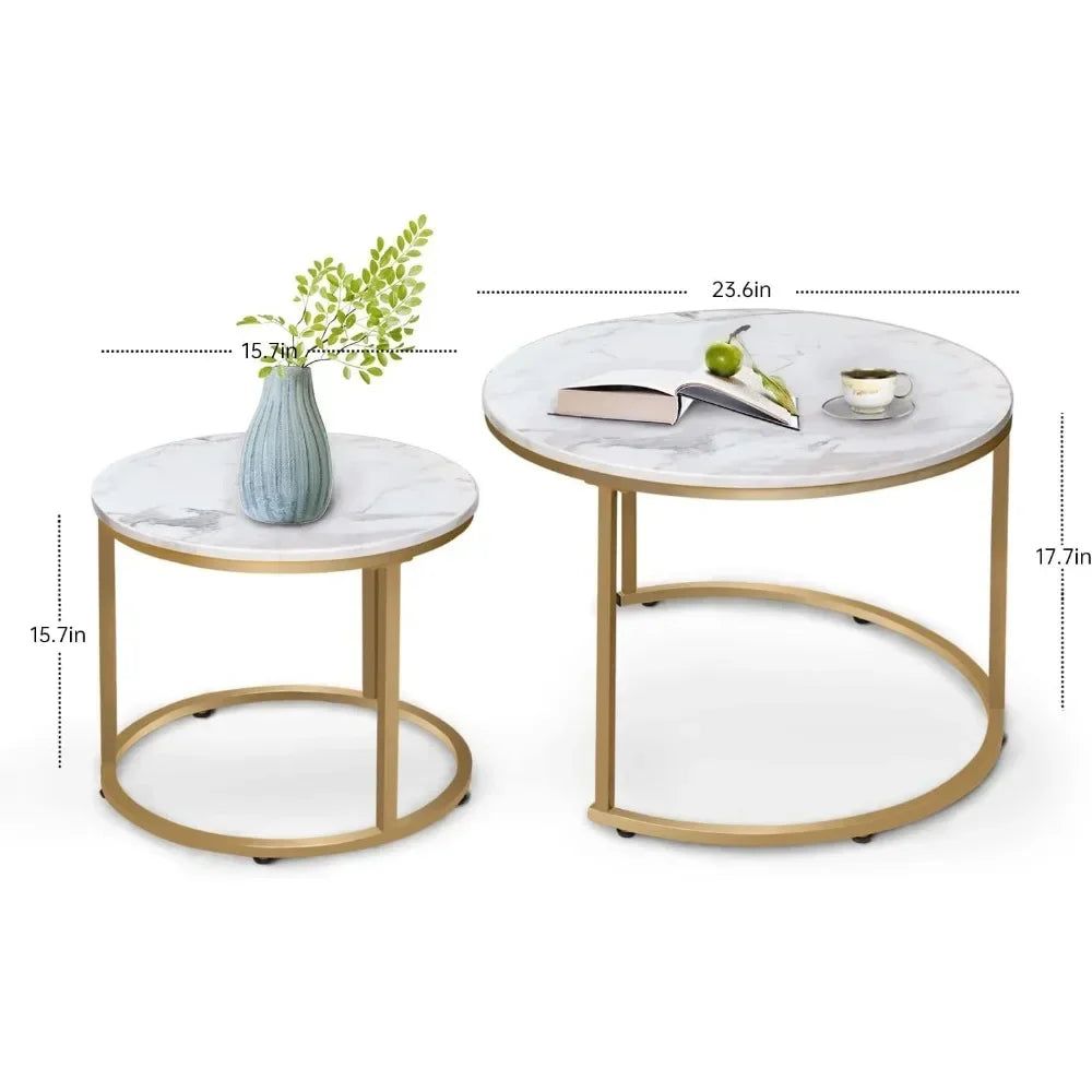 White Nesting Coffee Table, Set Of 2