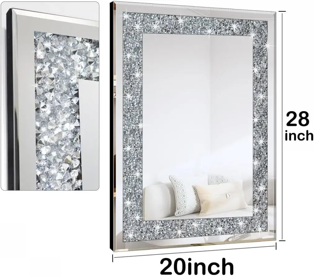 Crystal Crush Diamond Rectangle Mirror, 20x28 Inches