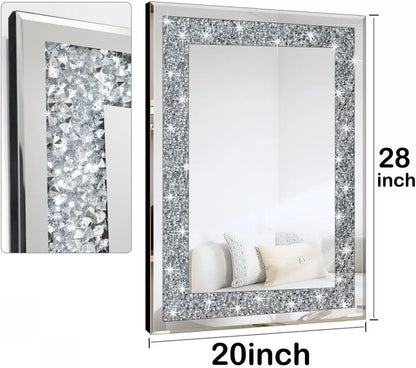 Crystal Crush Diamond Rectangle Mirror, 20x28 Inches