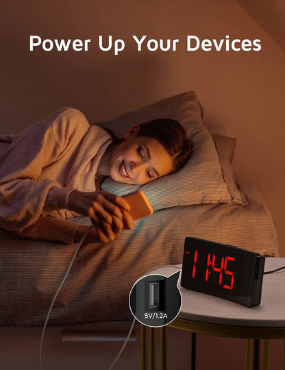 Projection Alarm Clock, Digital , Dimmer and USB