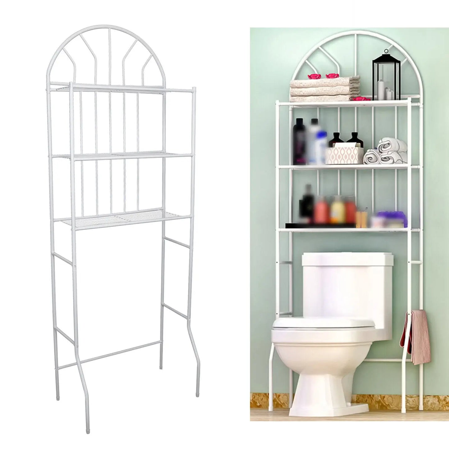White 3-Tier Toilet Organizer Shelf, Metal