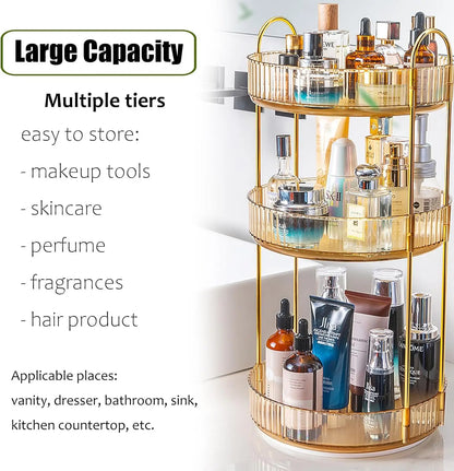 3-Tier Rotating Makeup Organizer For Vanity