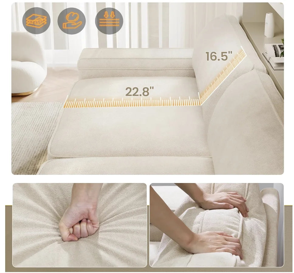 Oversized Loveseat Sofa, Comfy With Deep Seats