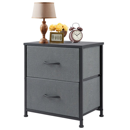 Nightstand Bedside Table With Fabric Drawers