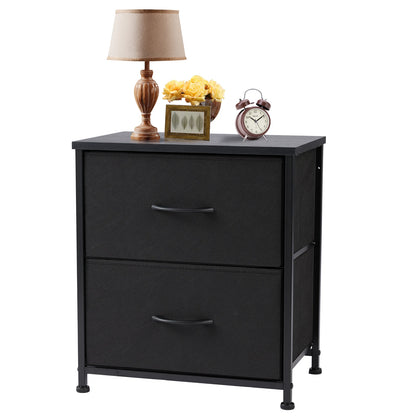 Nightstand Bedside Table With Fabric Drawers