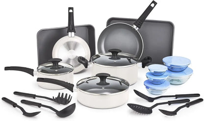 Nonstick Cookware Set With Glass Lids, 21-Piece