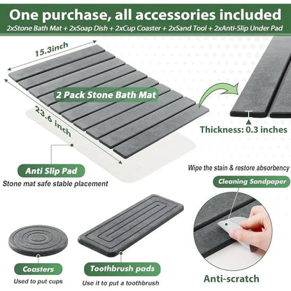 Bath Mat Set Quick Dry Non-Slip