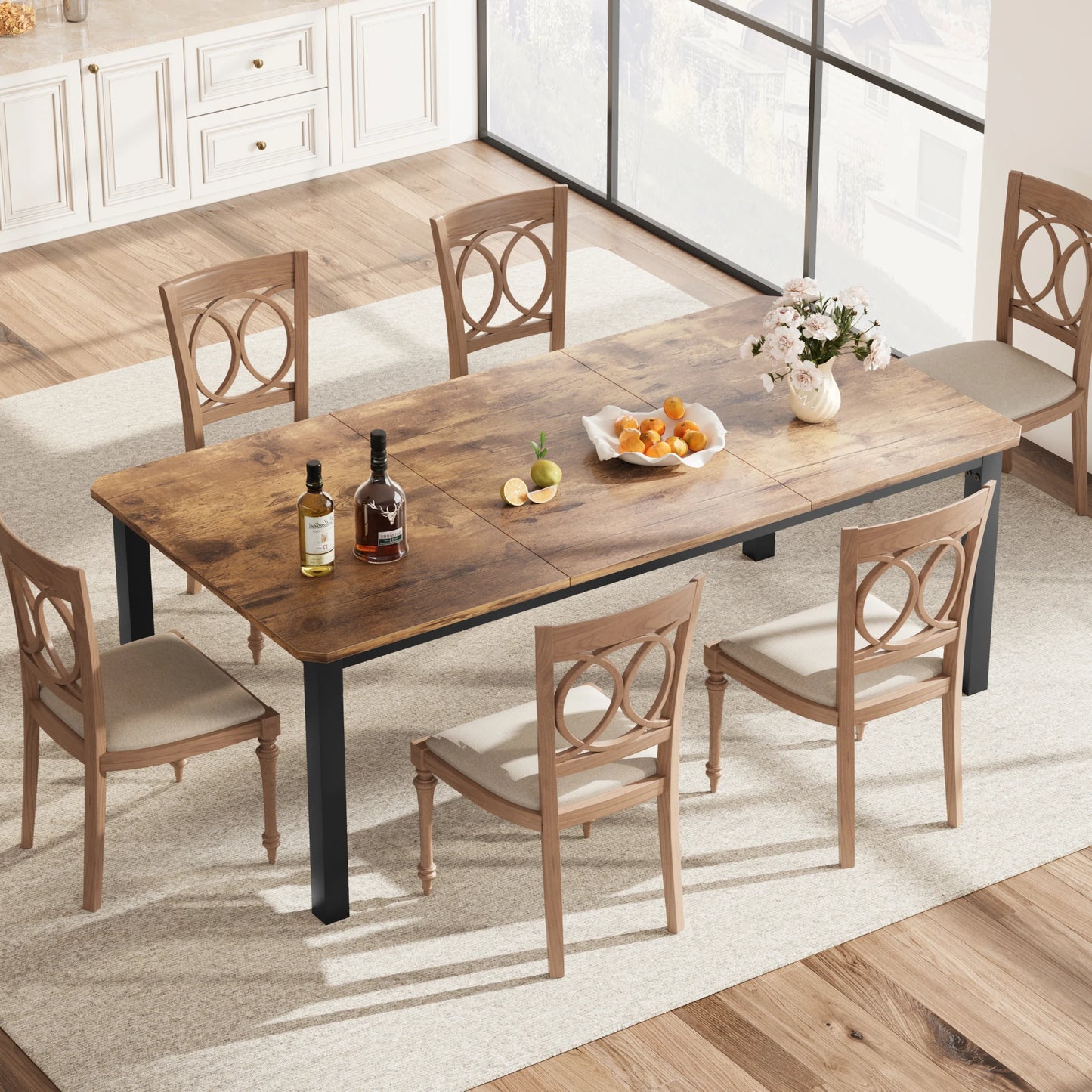 Dining Table Set For 6-8 People, 78"