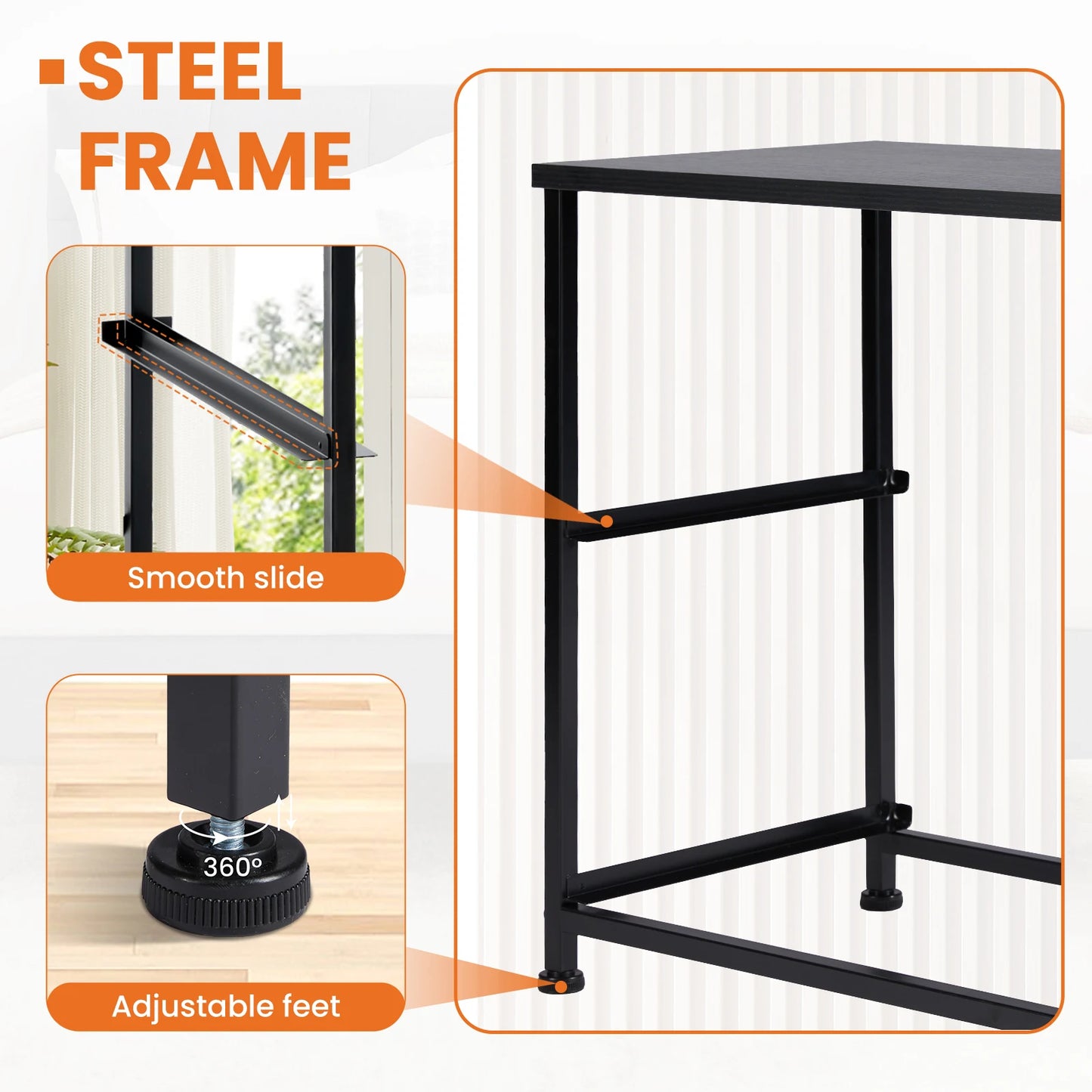 Nightstand Bedside Table With Fabric Drawers