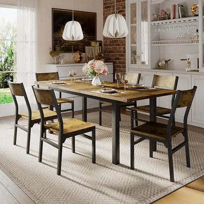 Extendable Dining Table Set For 4-6 , 63"