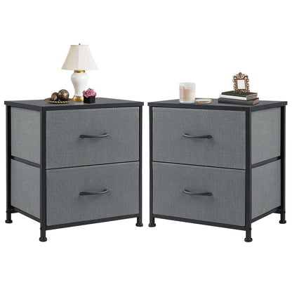 Nightstand Bedside Table With Fabric Drawers