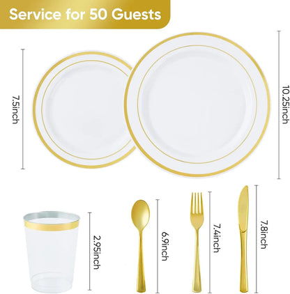 350-Pieces Gold Disposable Plates For 50 People