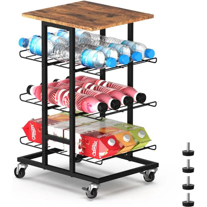 4-Tier Freestanding Water Bottle Holder With Wheels