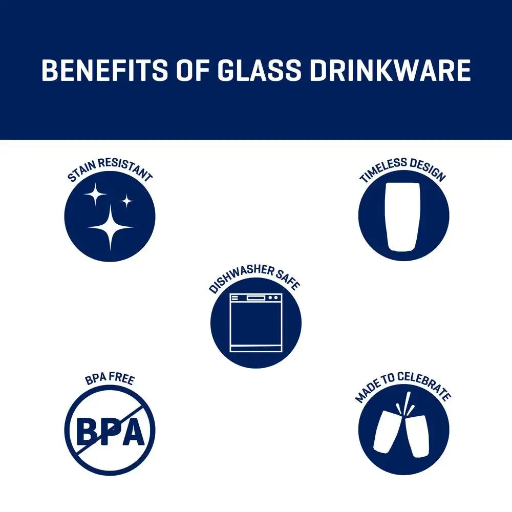 16 Piece Glassware Set, 8-Highball, 8-Rocks