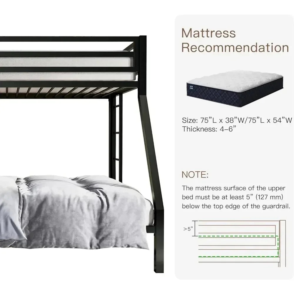 Metal Loft Bunk Bed, Twin Over Full