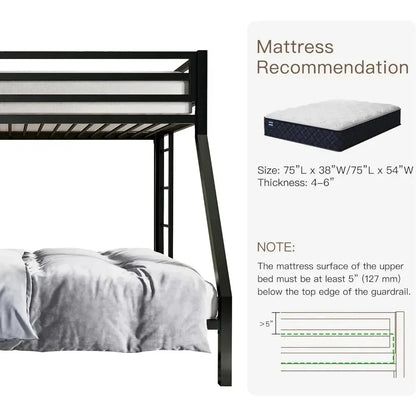 Metal Loft Bunk Bed, Twin Over Full