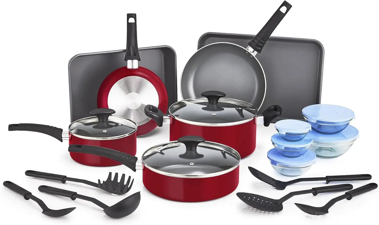 Nonstick Cookware Set With Glass Lids, 21-Piece