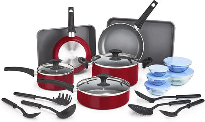 Nonstick Cookware Set With Glass Lids, 21-Piece