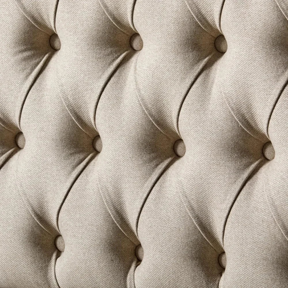 Queen/King Solid Wood Bed Frame, Upholstered Tufted