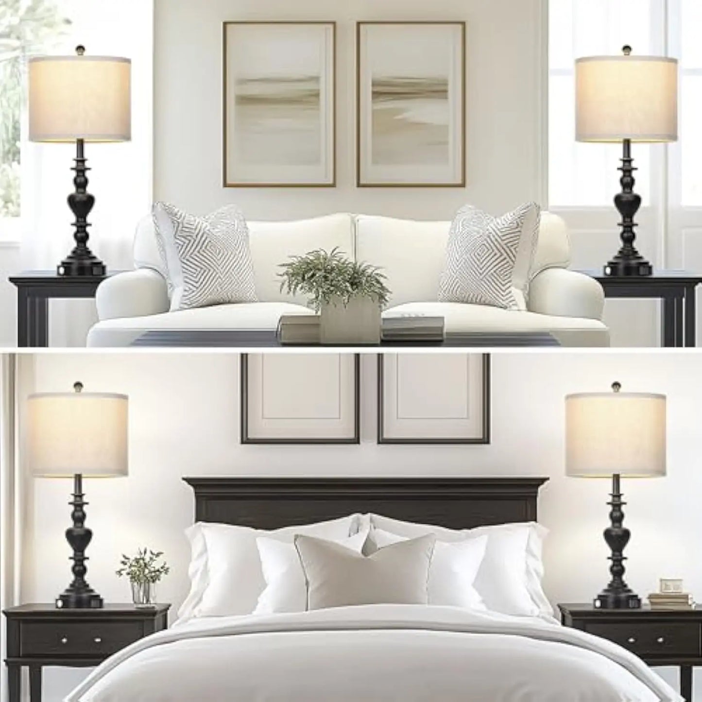 Farmhouse Vintage Touch Control Lamps, 27 Inches