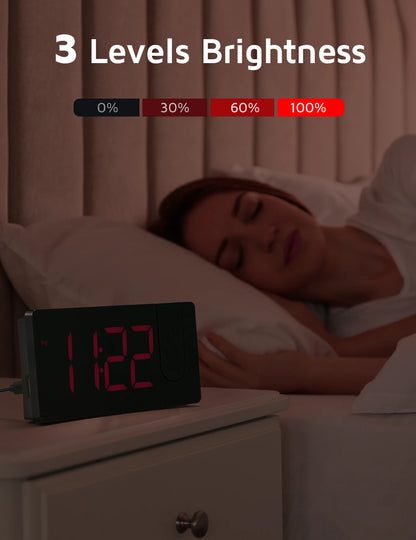Projection Alarm Clock, Digital , Dimmer and USB