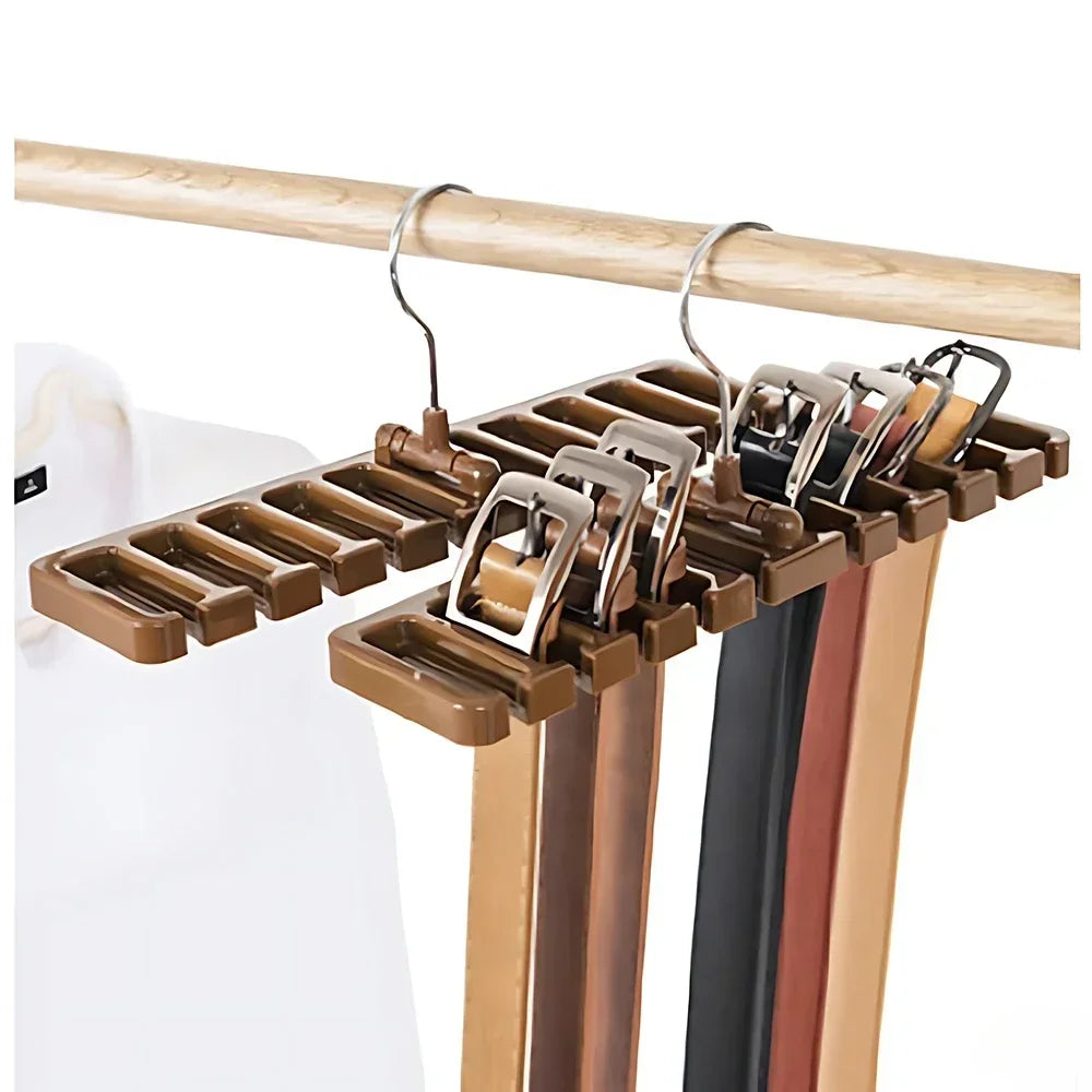 Wooden Belt Rack Hangers Rotating 14 Slots