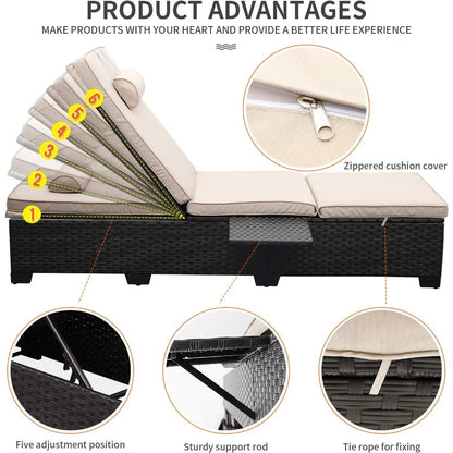 Wicker Chaise Lounge Chairs Set Of 2