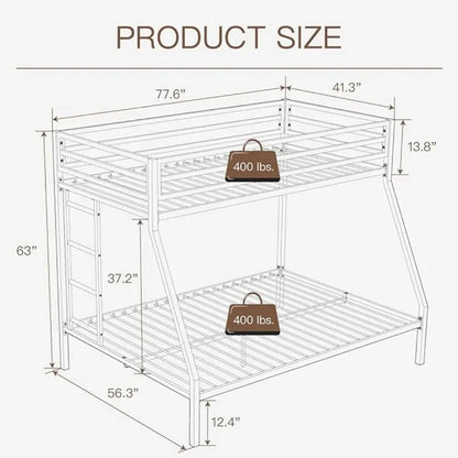 Metal Loft Bunk Bed, Twin Over Full