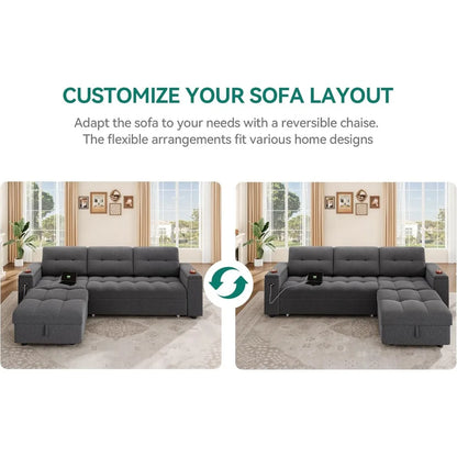 Sleeper Sofa, L-Shaped Sofa Bed With Chaise