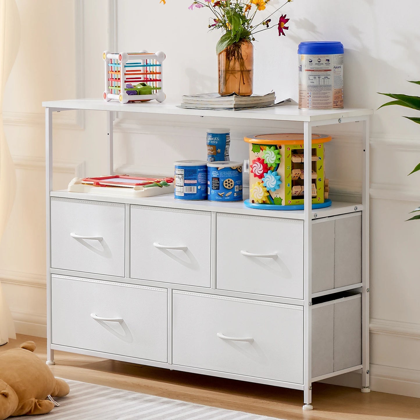 Dresser With 5 Fabric Drawers