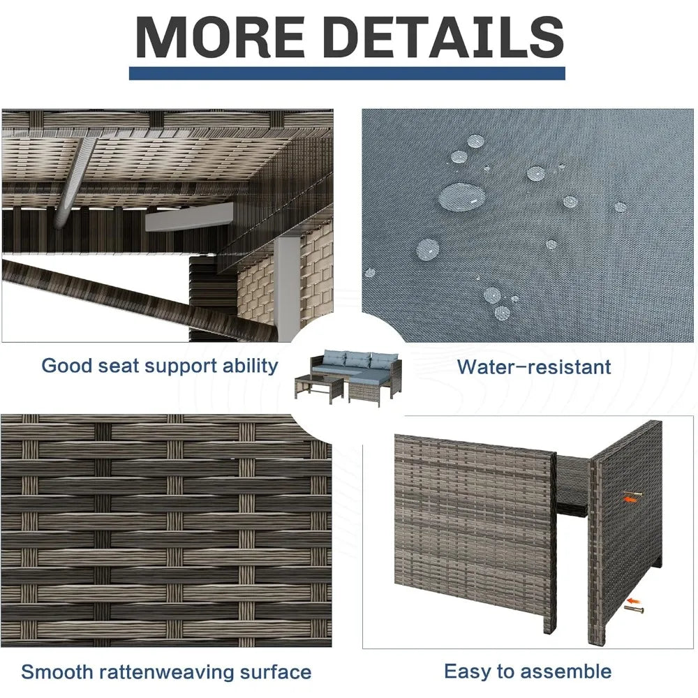 3-Piece Waterproof Sectional Sofa All-Weather L-Shaped