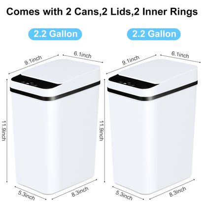 2-Pack 12L Bathroom Touchless Automatic Trash Cans