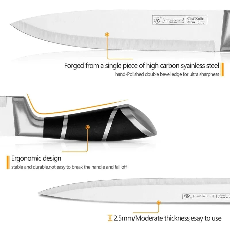 Knife Set 9-Piece Stainless Steel With Sharpener