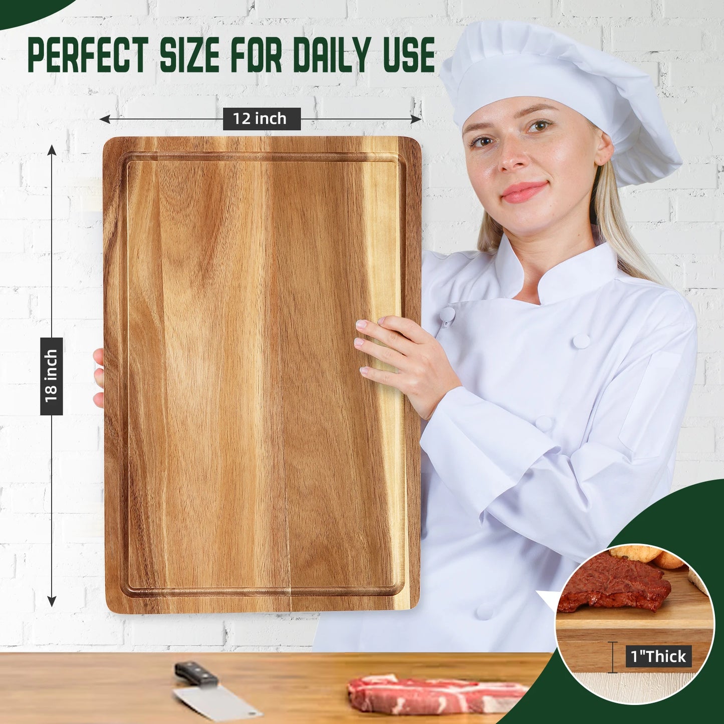 18" x 12" Large Acacia Cutting Board