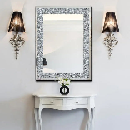 Crystal Crush Diamond Rectangle Mirror, 20x28 Inches