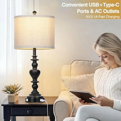 Farmhouse Vintage Touch Control Lamps, 27 Inches