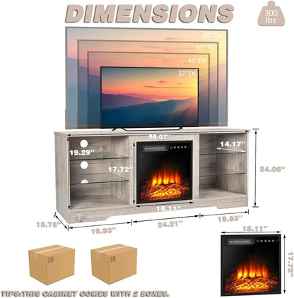 Fireplace TV Stand, 58 Inches